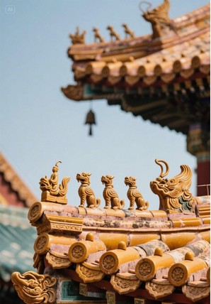 Golden architectural roof ridge beasts reference
