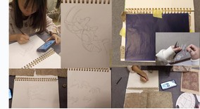 Composition sketches and early rock-pigment painting process