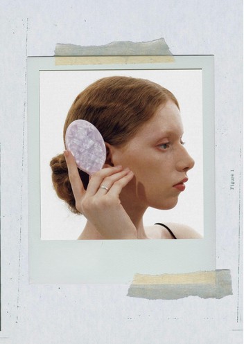 Portrait collage with a hand mirror research reference